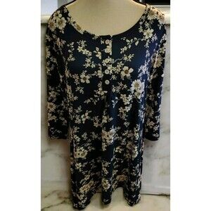 2 Dresses Naggoo Hi-Low Size M Blue Floral & Burgundy Rayon Blend 3/4 Sleeve